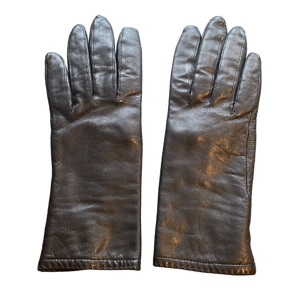 Black leather women’s gloves acrylic lining size small